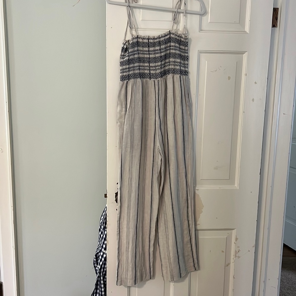 Madewell striped, smocked jumpsuit. NWT Size XS